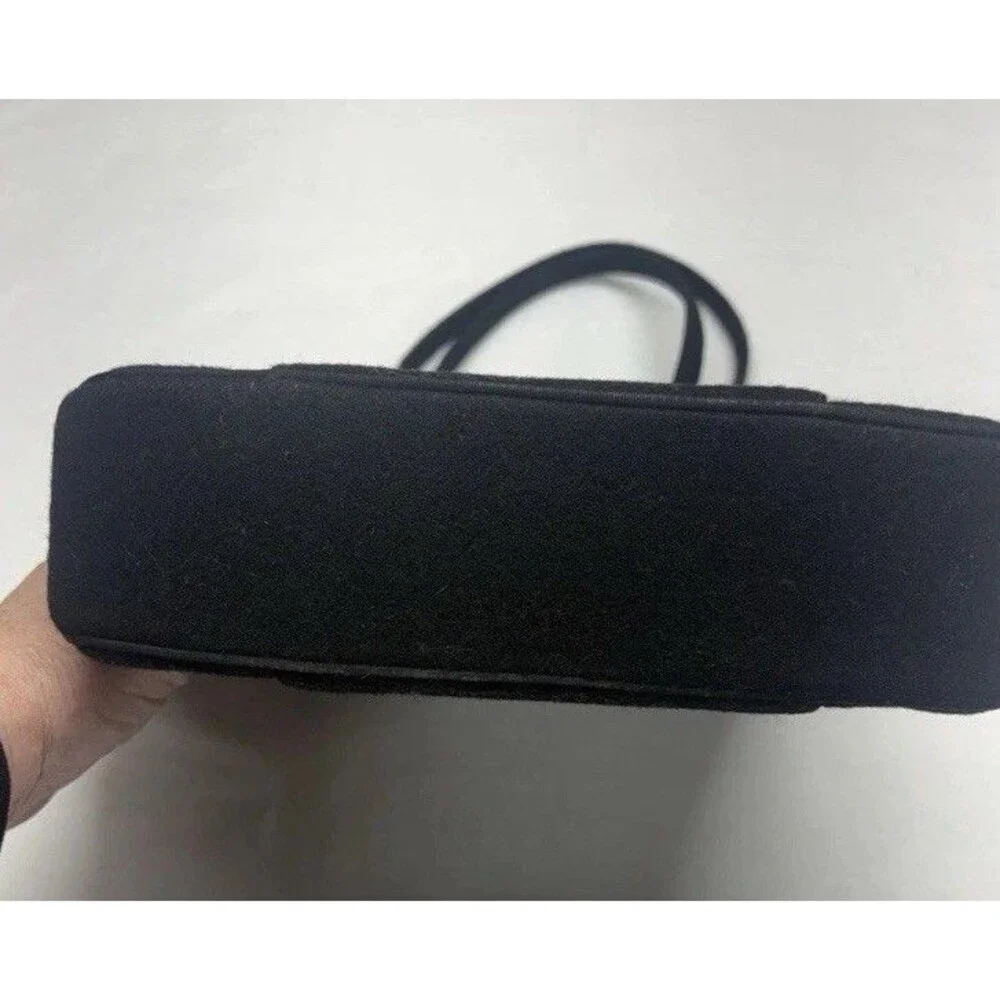 Vintage Crown Lewis Wool/Felt Handbag Purse Black 1940s-50s Gold Accents EUC